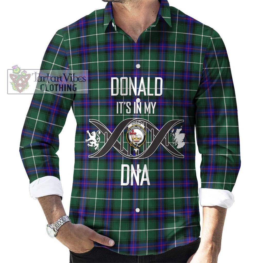 Donald of the Isles Hunting Modern Tartan Long Sleeve Button Shirt with Family Crest DNA In Me Style Men's Shirt S - Tartanvibesclothing Shop