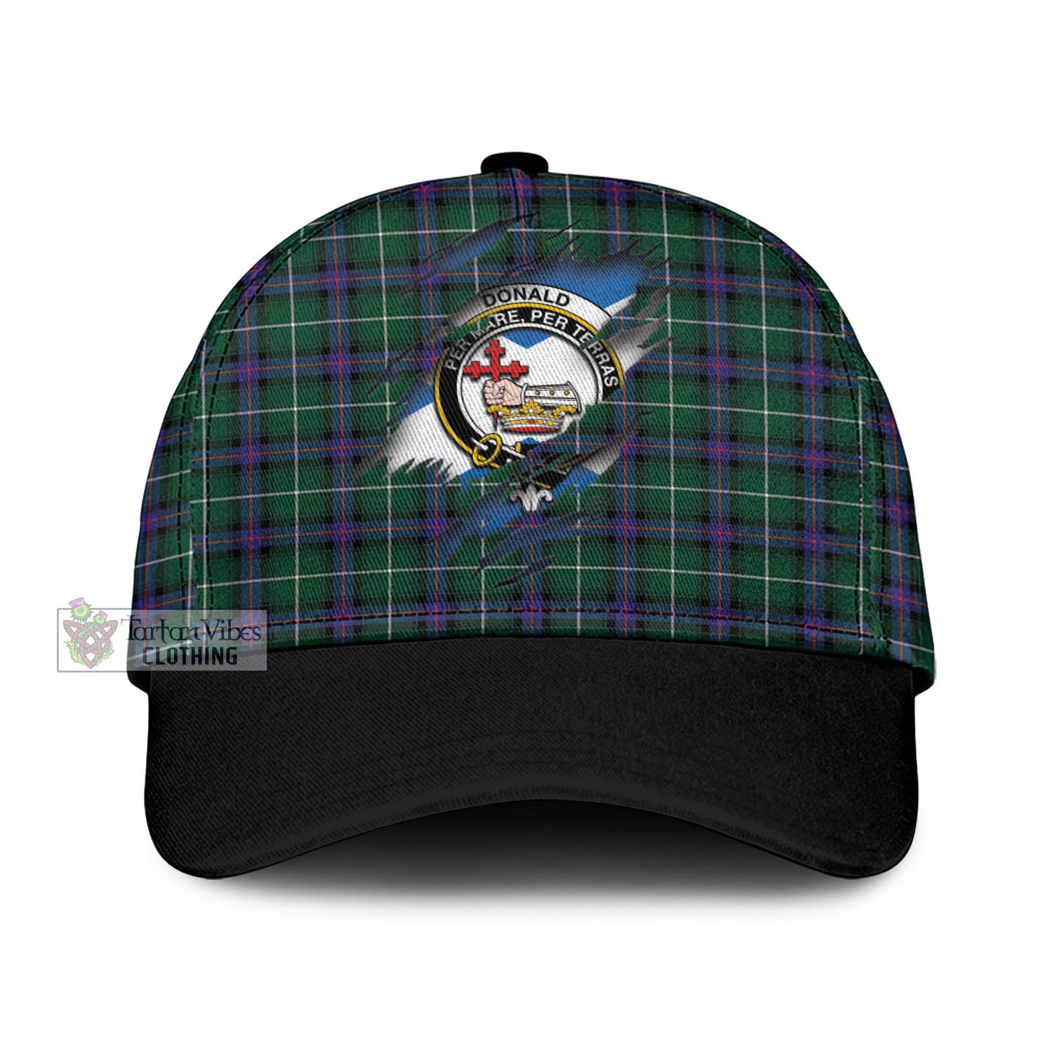 Tartan Vibes Clothing Donald of the Isles Hunting Modern Tartan Classic Cap with Family Crest In Me Style