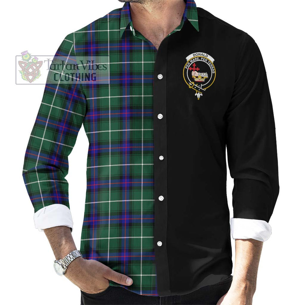 Donald of the Isles Hunting Modern Tartan Long Sleeve Button Shirt with Family Crest and Half Of Me Style - Tartanvibesclothing Shop