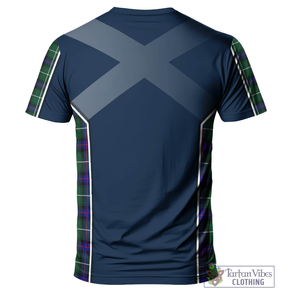 Tartan Vibes Clothing Donald of the Isles Hunting Modern Tartan T-Shirt with Family Crest and Scottish Thistle Vibes Sport Style