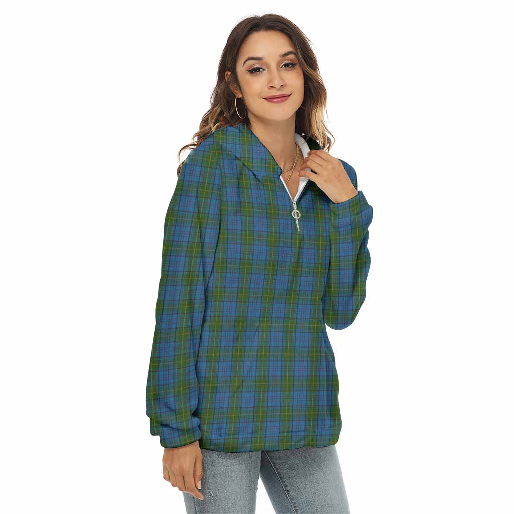 Tartan Vibes Clothing Donegal County Ireland Tartan Women's Borg  Half Zip Fleece Hoodie