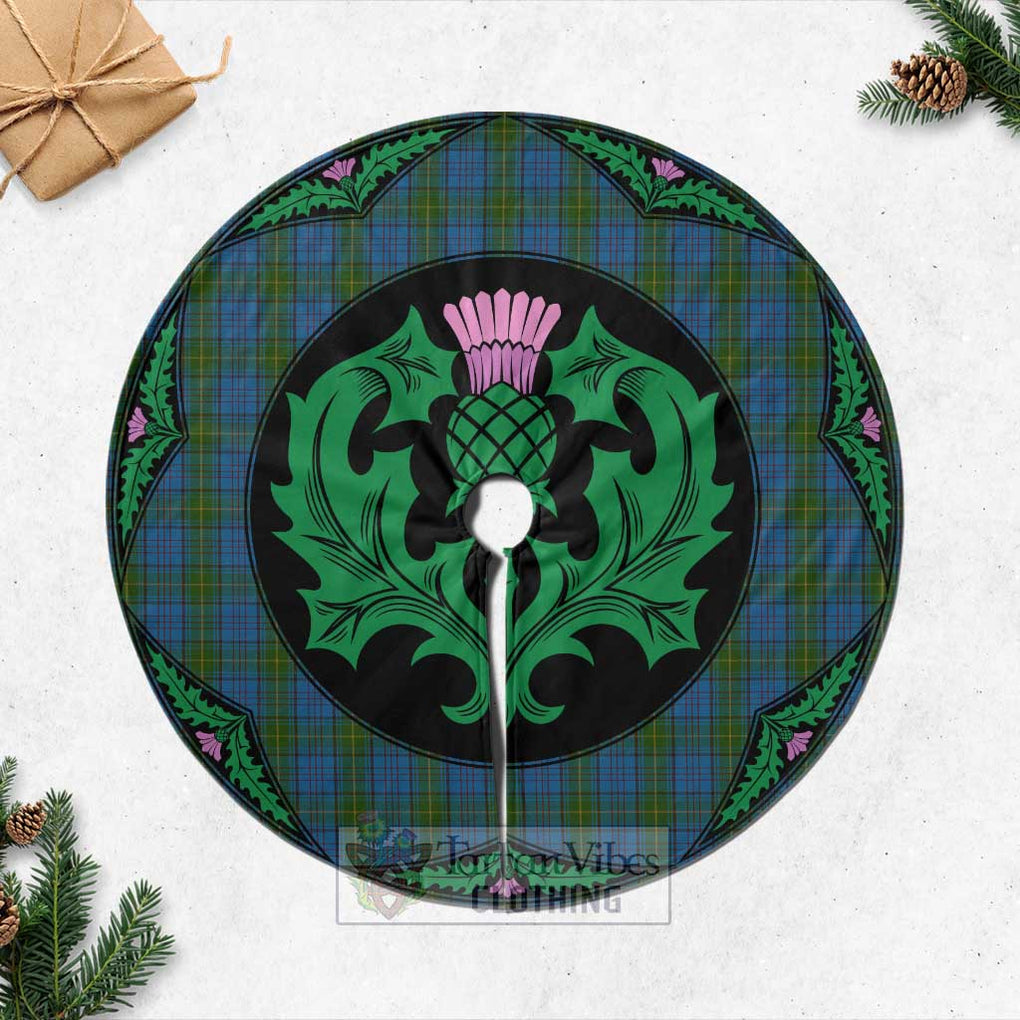 Tartan Vibes Clothing Donegal County Ireland Tartan Christmas Tree Skirt Scottish Thistle Style