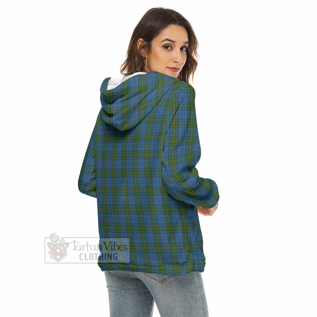 Tartan Vibes Clothing Donegal County Ireland Tartan Women's Borg  Half Zip Fleece Hoodie