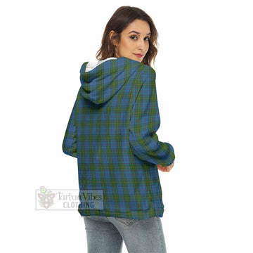 Donegal County Ireland Tartan Women's Borg  Half Zip Fleece Hoodie