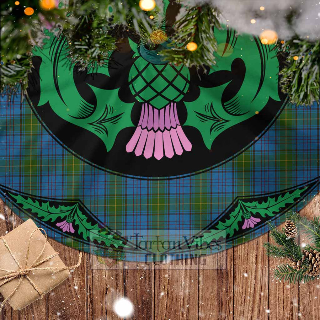 Tartan Vibes Clothing Donegal County Ireland Tartan Christmas Tree Skirt Scottish Thistle Style