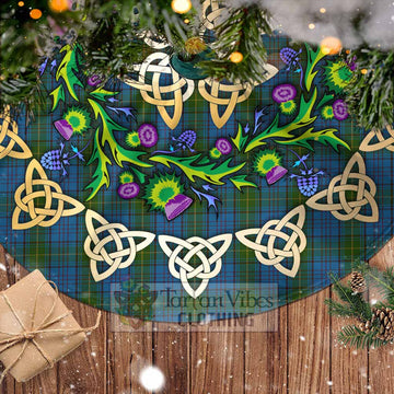 Donegal County Ireland Tartan Christmas Tree Skirt with Thistle Celtic Knot Style