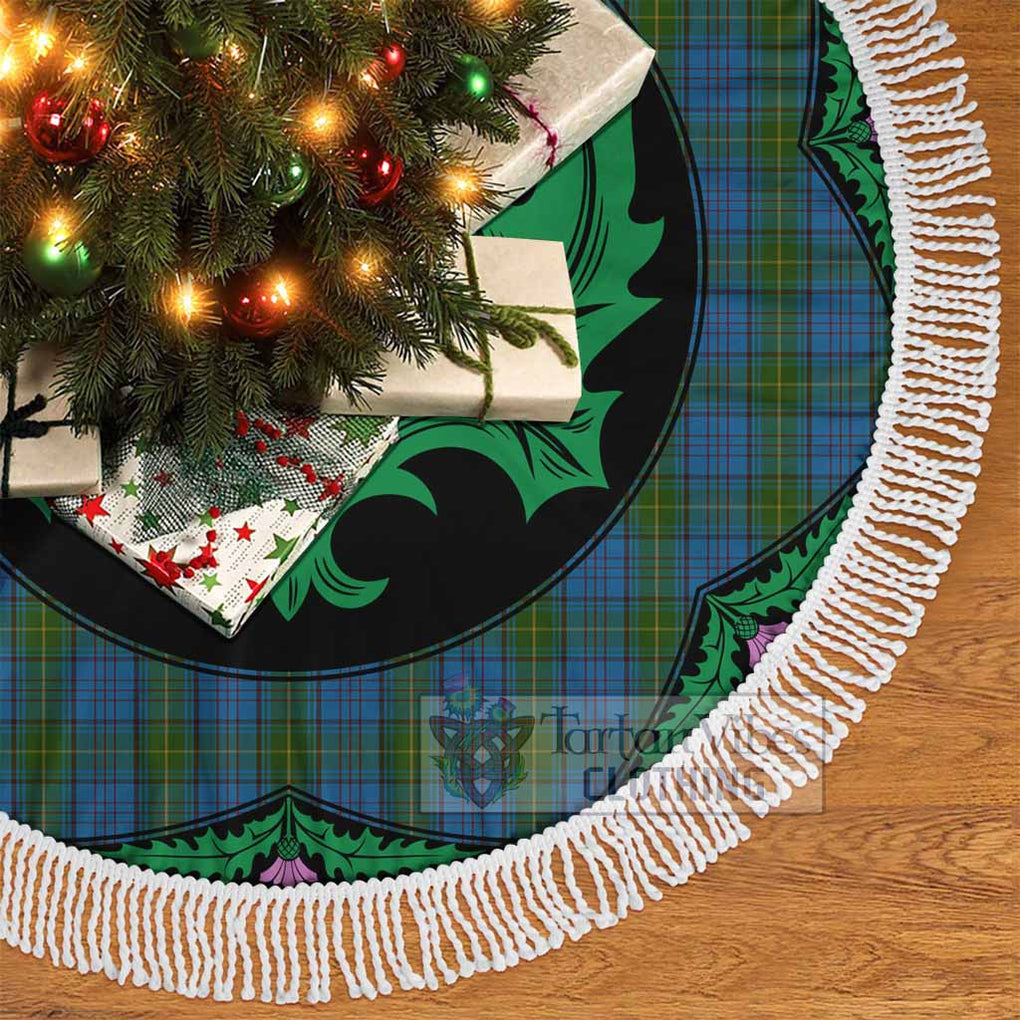 Tartan Vibes Clothing Donegal County Ireland Tartan Christmas Tree Skirt Scottish Thistle Style