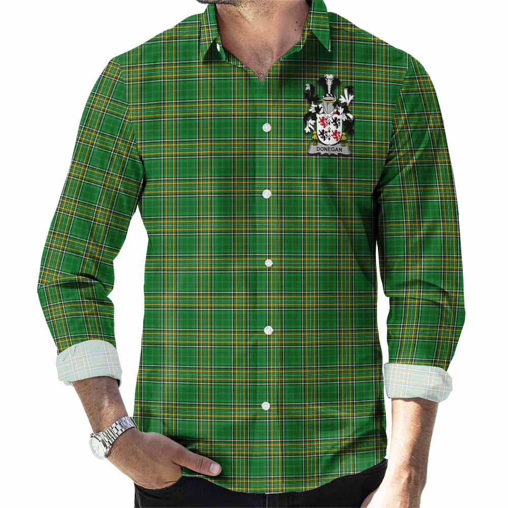 Donegan Irish Clan Tartan Long Sleeve Button Up with Coat of Arms