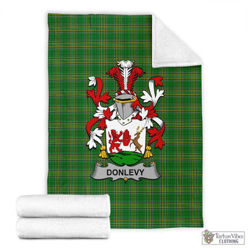 Donlevy Irish Clan Tartan Blanket with Coat of Arms