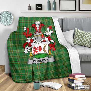 Donlevy Irish Clan Tartan Blanket with Coat of Arms