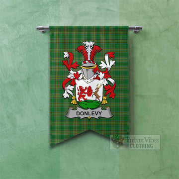 Donlevy Irish Clan Tartan Gonfalon, Tartan Banner with Coat of Arms Fishtail - Tartan Vibes Clothing