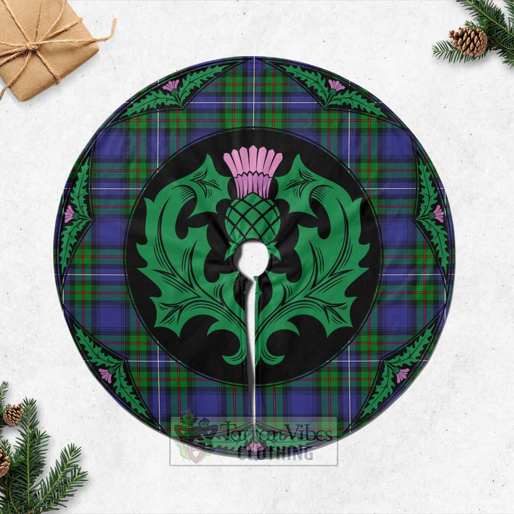 Tartan Vibes Clothing Donnachaidh Tartan Christmas Tree Skirt Scottish Thistle Style