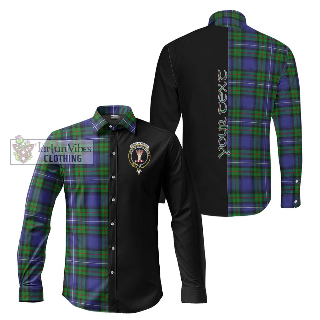 Donnachaidh Tartan Long Sleeve Button Shirt with Family Crest and Half Of Me Style Men's Shirt S - Tartanvibesclothing Shop