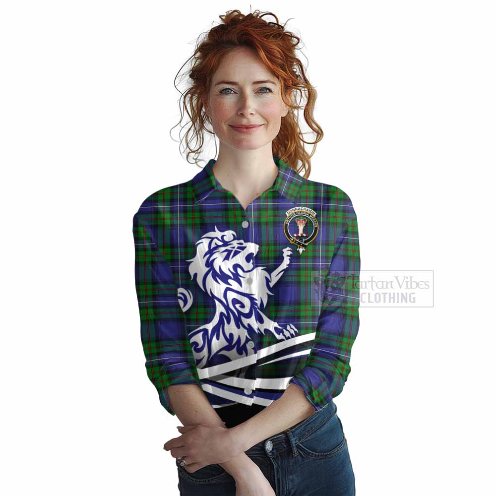 Tartan Vibes Clothing Donnachaidh Tartan Women's Casual Shirt with Alba Gu Brath Regal Lion Emblem