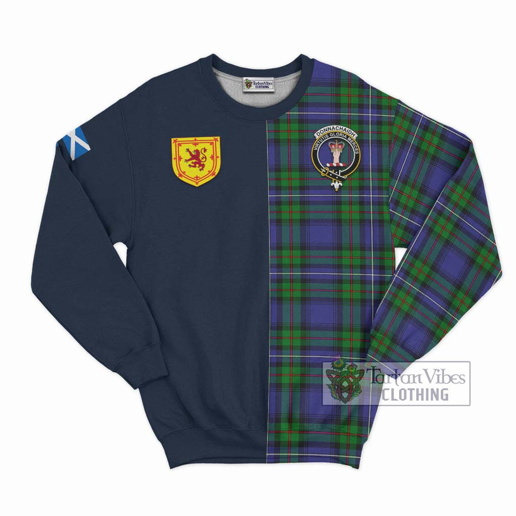 Tartan Vibes Clothing Donnachaidh Tartan Sweatshirt with Scottish Lion Royal Arm Half Style