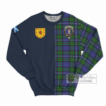 Donnachaidh Tartan Sweatshirt Alba with Scottish Lion Royal Arm Half Style