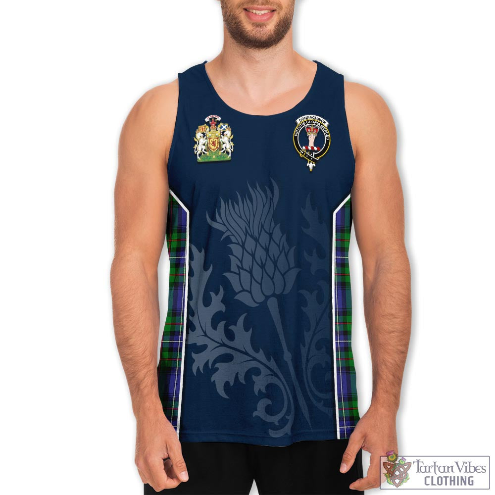 Tartan Vibes Clothing Donnachaidh Tartan Men's Tanks Top with Family Crest and Scottish Thistle Vibes Sport Style