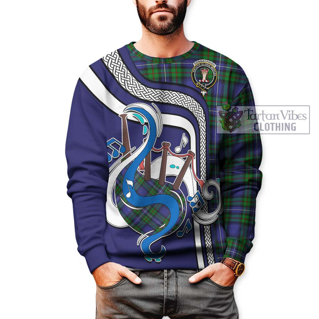 Donnachaidh Tartan Sweatshirt with Epic Bagpipe Style Unisex - Tartanvibesclothing Shop