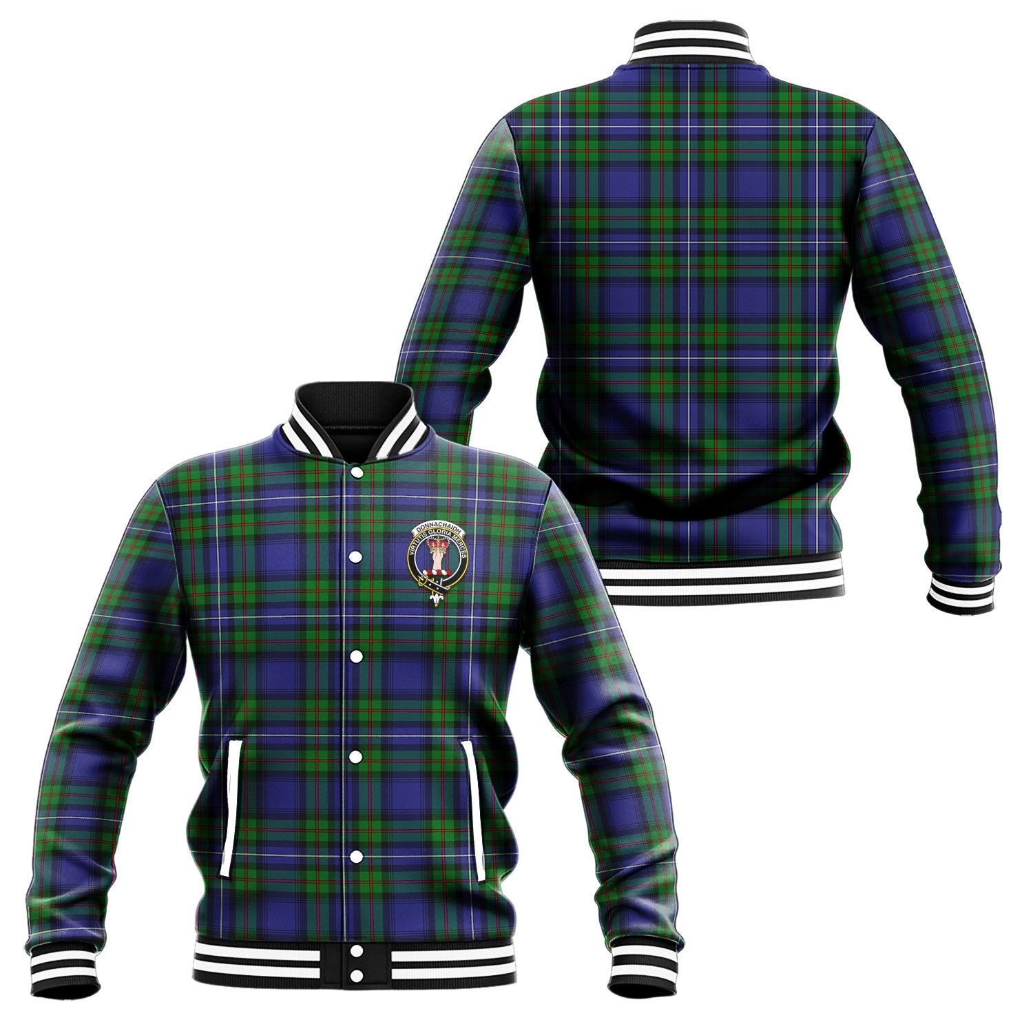 Donnachaidh Tartan Baseball Jacket with Family Crest Unisex - Tartan Vibes Clothing