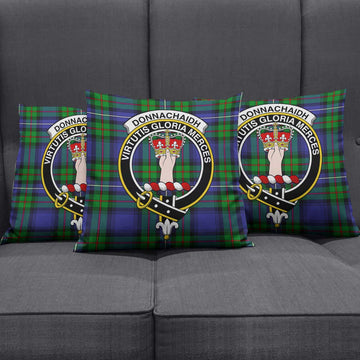 Donnachaidh Tartan Pillow Cover with Family Crest