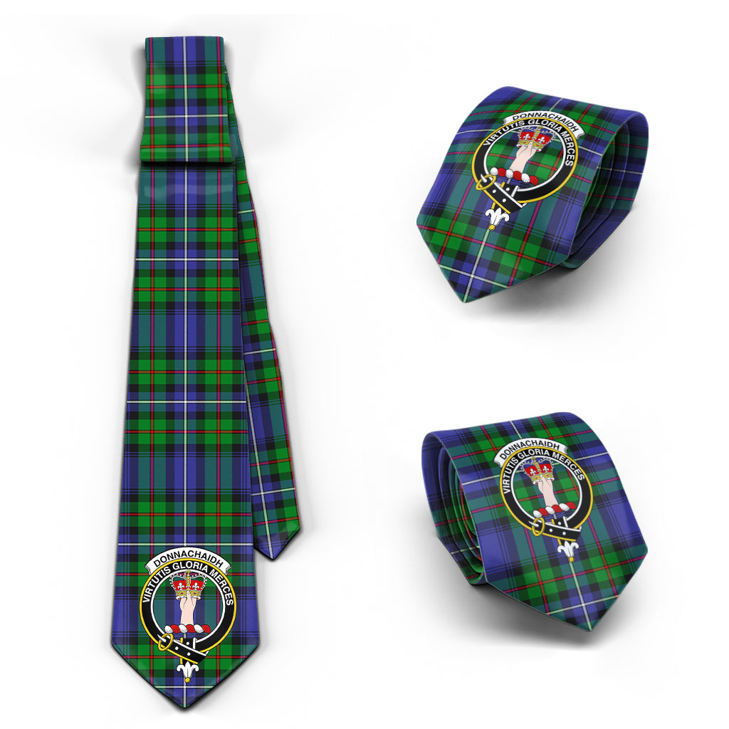 Donnachaidh Tartan Classic Necktie with Family Crest Necktie One Size - Tartan Vibes Clothing