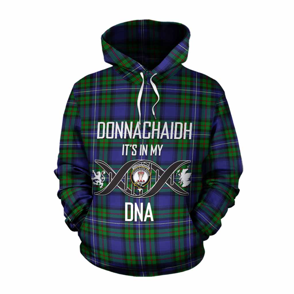 Tartan Vibes Clothing Donnachaidh Tartan Cotton Hoodie with Family Crest DNA In Me Style