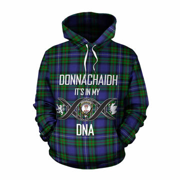 Donnachaidh Tartan Cotton Hoodie with Family Crest DNA In Me Style