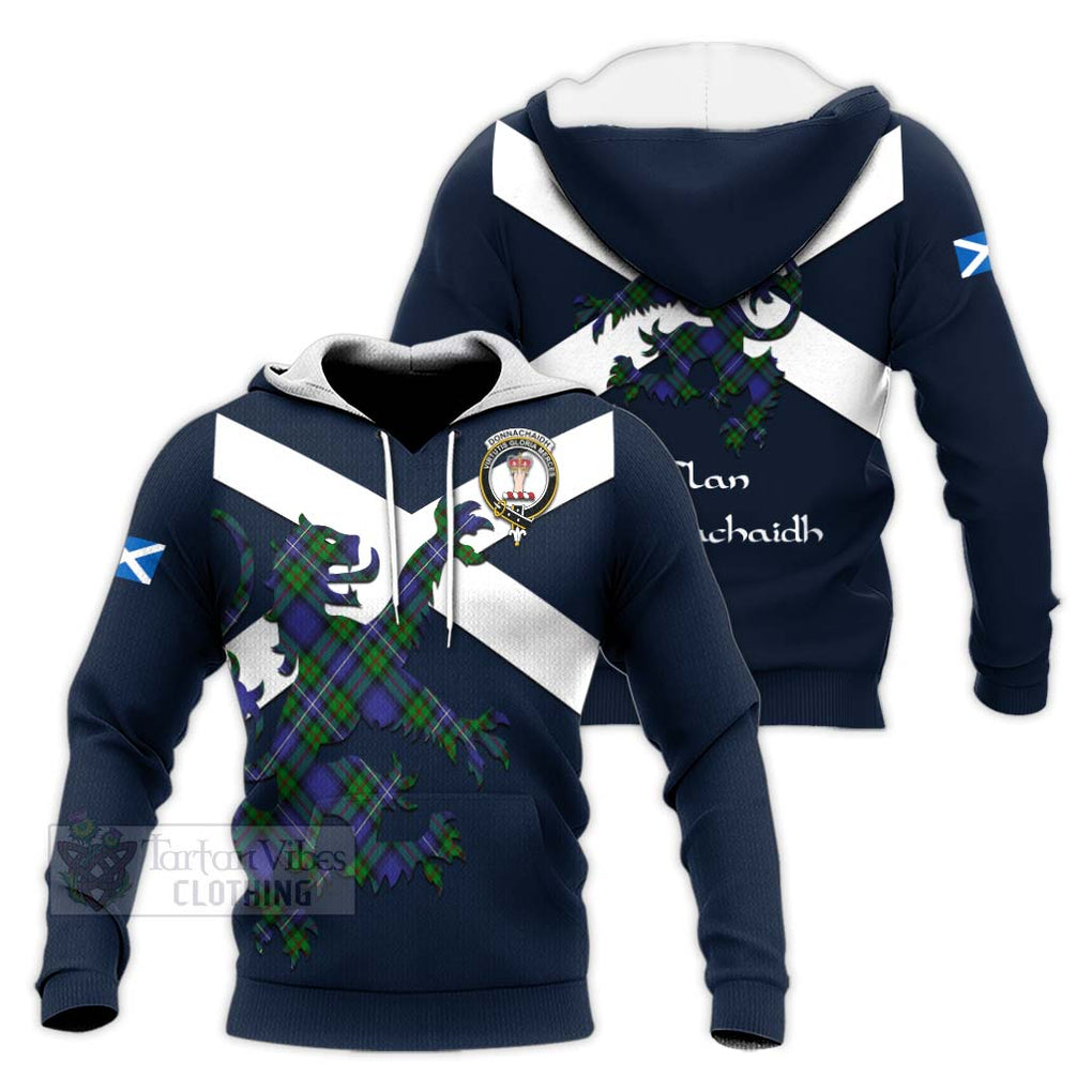 Tartan Vibes Clothing Donnachaidh Tartan Lion Rampant Knitted Hoodie – Proudly Display Your Heritage with Alba Gu Brath and Clan Name