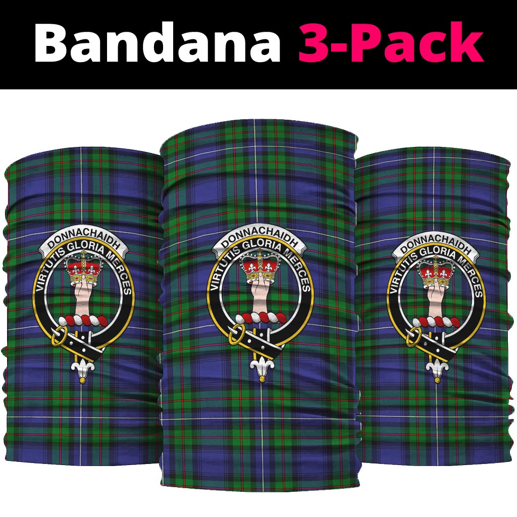 Donnachaidh Tartan Neck Gaiters, Tartan Bandanas, Tartan Head Band with Family Crest One Size - Tartanvibesclothing