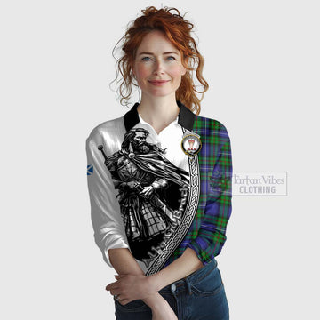 Donnachaidh Tartan Clan Crest Women's Casual Shirt with Highlander Warrior Celtic Style