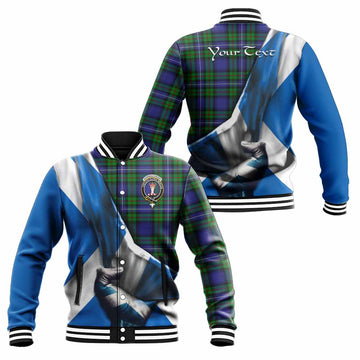 Donnachaidh Tartan Baseball Jacket with Family Crest Scotland Patriotic Style