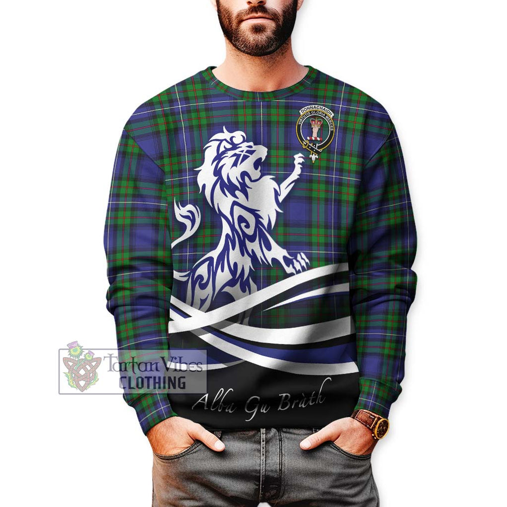 Donnachaidh Tartan Sweatshirt with Alba Gu Brath Regal Lion Emblem Unisex - Tartanvibesclothing Shop