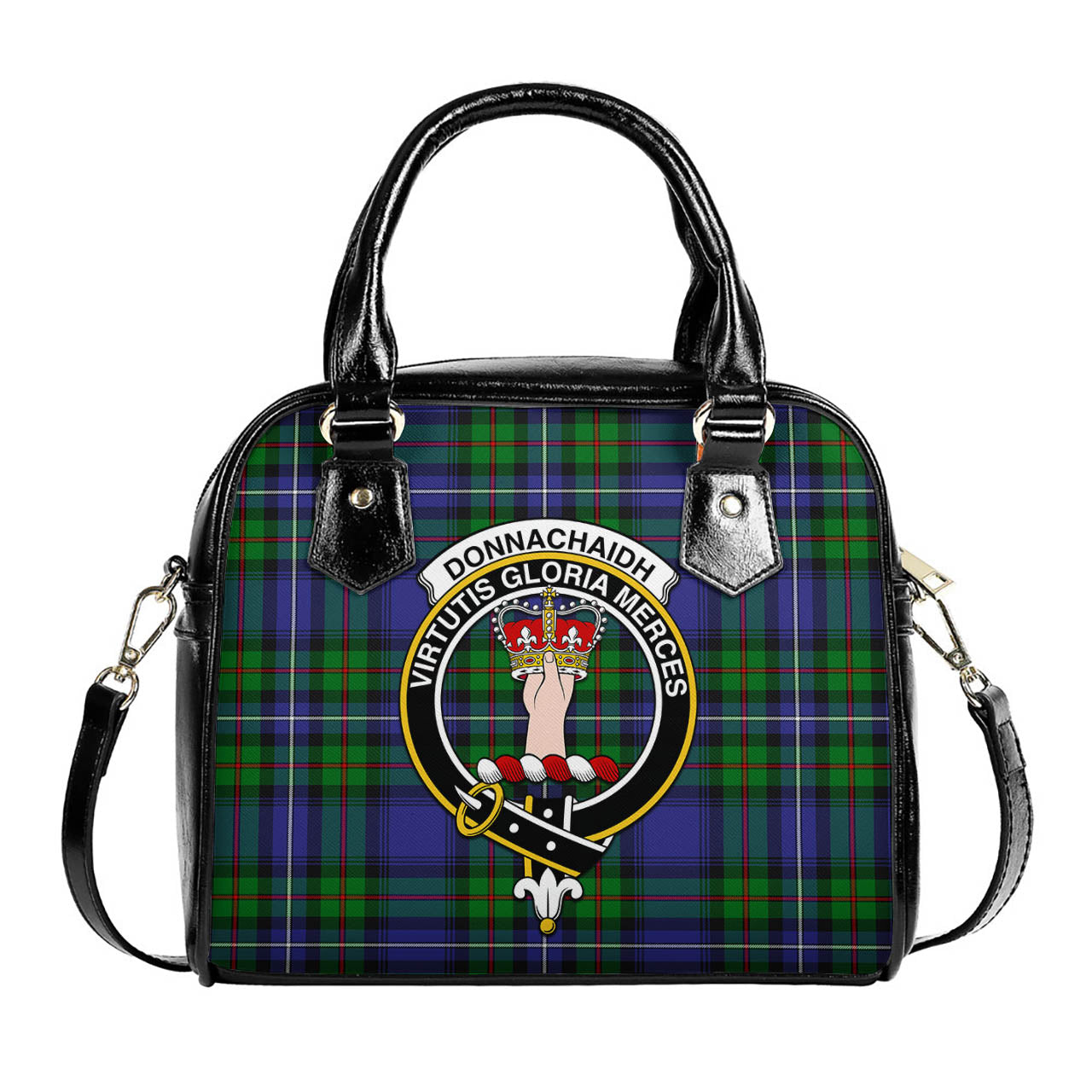 Donnachaidh Tartan Shoulder Handbags with Family Crest One Size 6*25*22 cm - Tartanvibesclothing