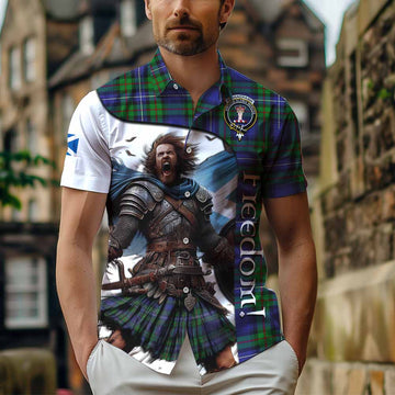 Donnachaidh Crest Tartan Short Sleeve Button Shirt Inspired by the Freedom of Scottish Warrior