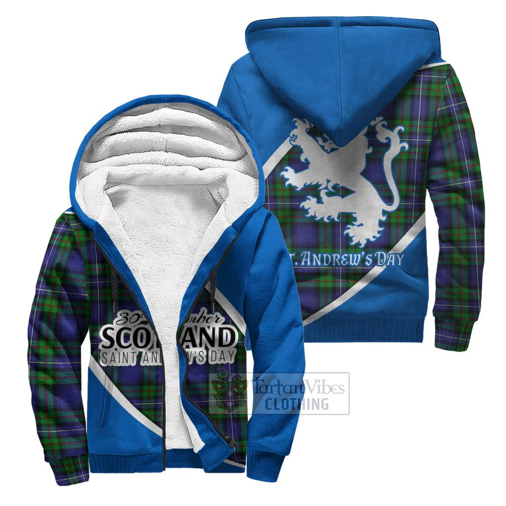 Tartan Vibes Clothing Donnachaidh Family Crest Tartan Sherpa Hoodie Celebrate Saint Andrew's Day in Style