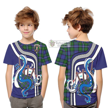 Donnachaidh Tartan Kid T-Shirt with Epic Bagpipe Style