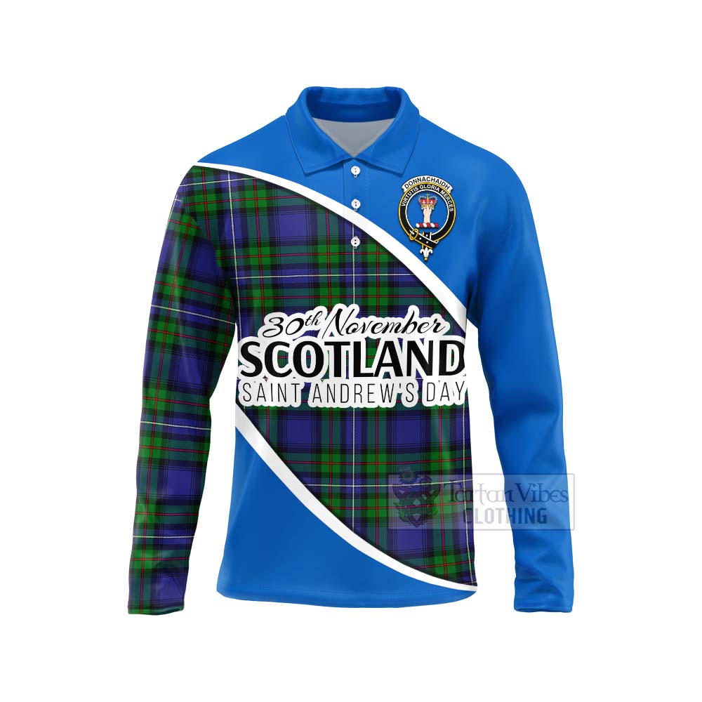 Tartan Vibes Clothing Donnachaidh Family Crest Tartan Long Sleeve Polo Shirt Celebrate Saint Andrew's Day in Style