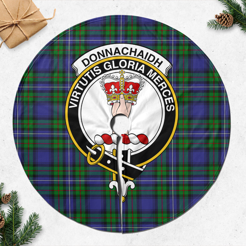 Donnachaidh Tartan Christmas Tree Skirt with Family Crest - Tartanvibesclothing