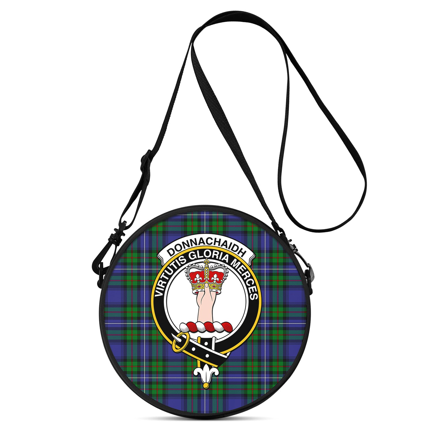 donnachaidh-tartan-round-satchel-bags-with-family-crest