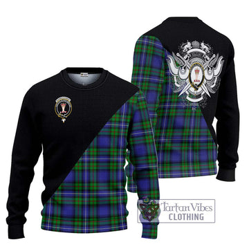 Donnachaidh Tartan Ugly Sweater with Family Crest and Military Logo Style