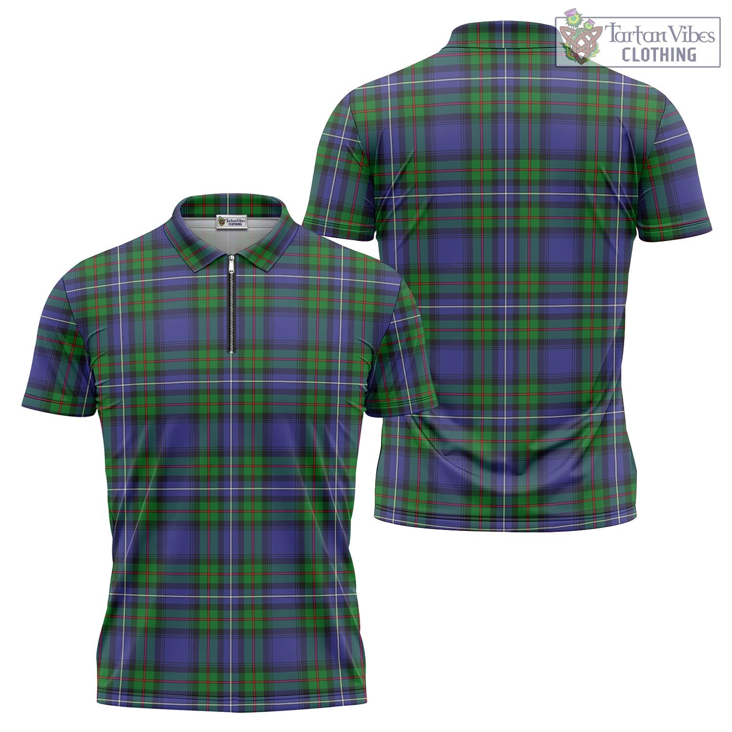 Tartan Vibes Clothing Donnachaidh Tartan Zipper Polo Shirt