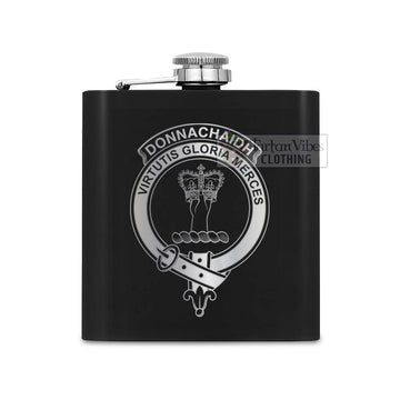 Donnachaidh Crest Hip Flask Set 7oz Black Stainless Steel with A Gift Box