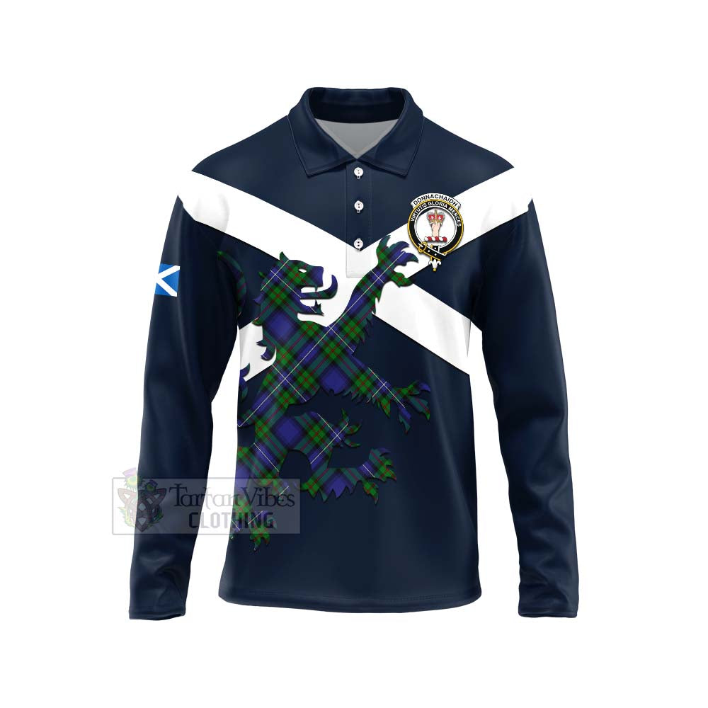 Tartan Vibes Clothing Donnachaidh Tartan Lion Rampant Long Sleeve Polo Shirt – Proudly Display Your Heritage with Alba Gu Brath and Clan Name