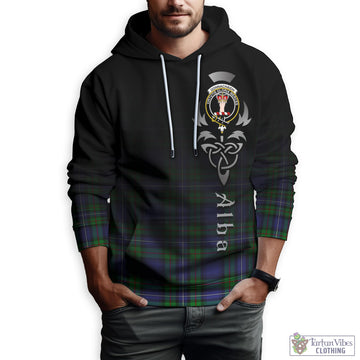 Donnachaidh Tartan Hoodie Featuring Alba Gu Brath Family Crest Celtic Inspired