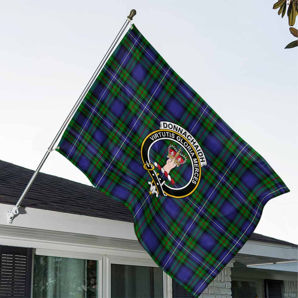 Tartan Vibes Clothing Donnachaidh Tartan House Flag with Family Crest