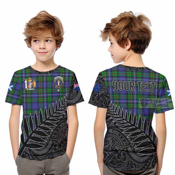 Donnachaidh Crest Tartan Kid T-Shirt with New Zealand Silver Fern Half Style