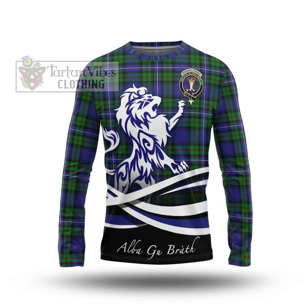 Donnachaidh Tartan Long Sleeve T-Shirt with Alba Gu Brath Regal Lion Emblem Unisex - Tartanvibesclothing Shop