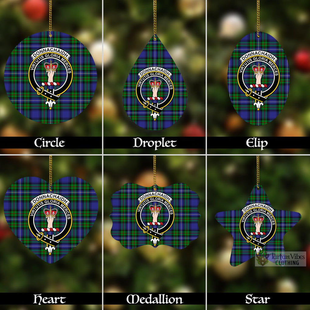 Tartan Vibes Clothing Donnachaidh Tartan Christmas Aluminium Ornament with Family Crest