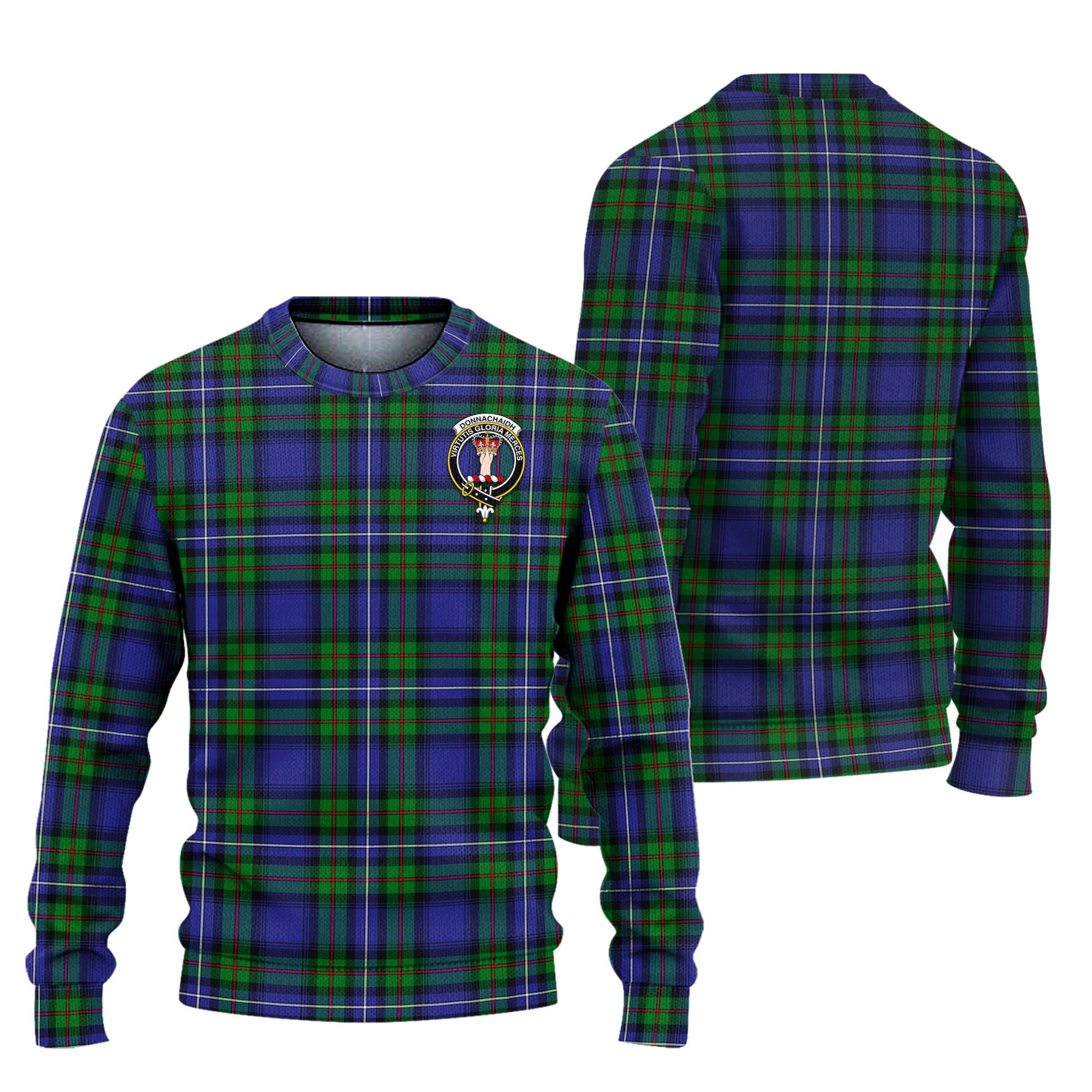 Donnachaidh Tartan Knitted Sweater with Family Crest Unisex - Tartanvibesclothing