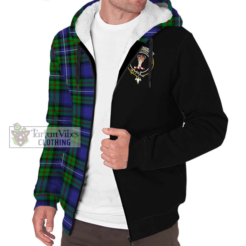 Donnachaidh Tartan Sherpa Hoodie with Family Crest and Half Of Me Style Unisex S - Tartanvibesclothing Shop